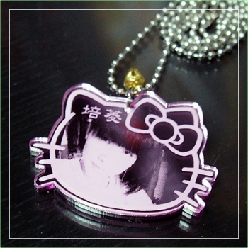 壓克力項鍊 鏡面粉凱蒂造型壓克力項鍊LEN-001